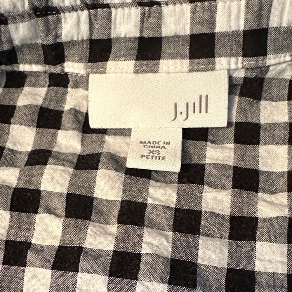 J. Jill Women's Black and White Gingham Button Down Shirt - Picture 2 of 3